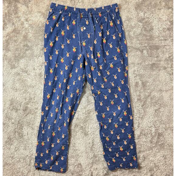 J. Crew Flannel Pajama Pants Deer Holiday Christmas Wreath Print Men's S Small - Picture 1 of 9